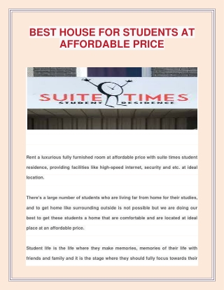 BEST HOUSE FOR STUDENTS AT AFFORDABLE PRICE