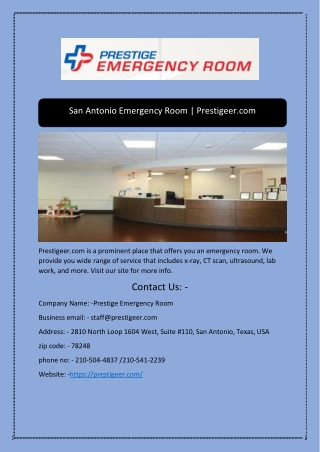 San Antonio Emergency Room | Prestigeer.com