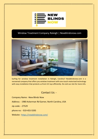 Window Treatment Company Raleigh | Newblindsnow.com