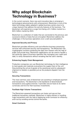 Why adopt Blockchain Technology in Business?