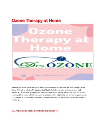 Ozone Therapy at Home