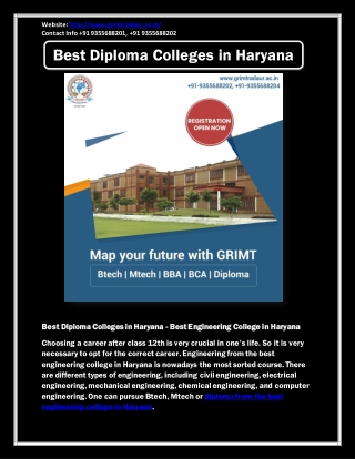 Best Diploma Colleges in Haryana | Best Engineering College in Haryana - Btech College in Haryana