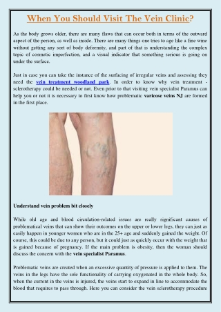 When You Should Visit The Vein Clinic?