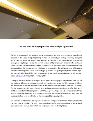 Make Your Photographs And Videos Light Approved