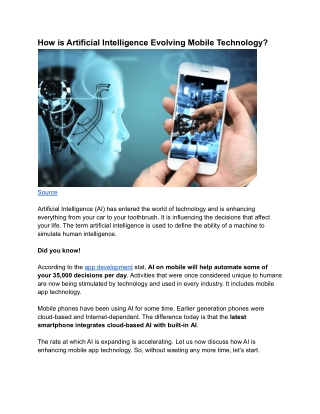 How Is Artificial Intelligence Evolving Mobile Technology?