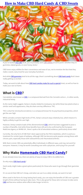 How to Make CBD Hard Candy & CBD Sweets