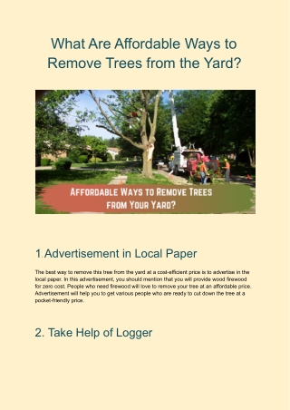 What Are Affordable Ways to Remove Tree from Yard?