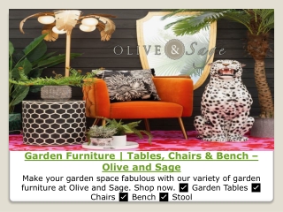 Garden Furniture | Tables, Chairs & Bench – Olive and Sage