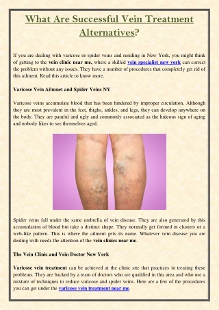 What Are Successful Vein Treatment Alternatives?