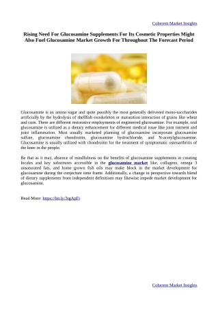 Glucosamine Market - Global Opportunity Analysis, Industry Trends and Forecast