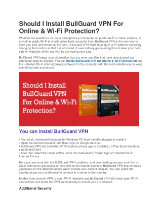 Should I Install BullGuard VPN For Online & Wi-Fi Protection?