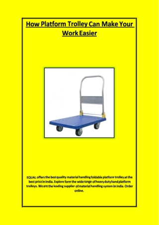How Platform Trolley Can Make Your Work Easier