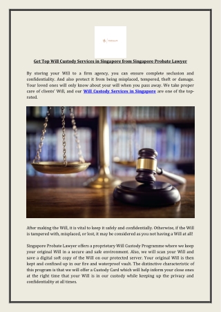 Will Custody Services in Singapore