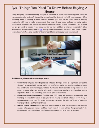 Lyx- Things You Need To Know Before Buying A House