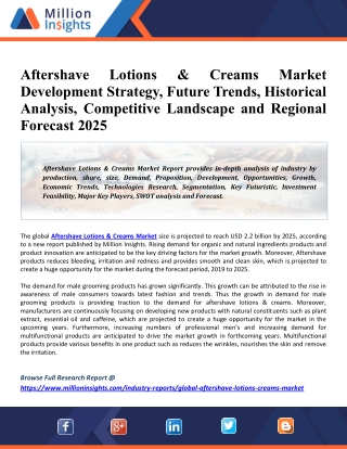 Aftershave Lotions & Creams Market: Rising Demand, Future Scope, Market Status, And Forecasts, 2021-2025