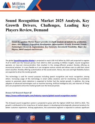 Sound Recognition Market 2025 Global Industry Research Update, Future Scope and Size Estimation