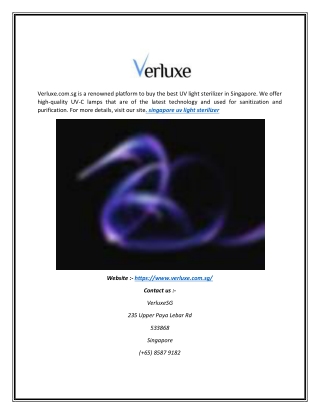 Singapore Uv Light Sterilizer | Verluxe.com.sg