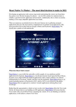 React Native Vs Flutter – The most ideal decision to make in 2021