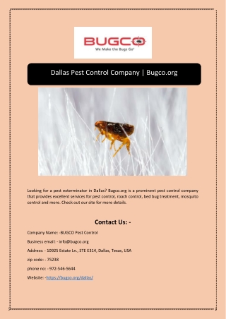 Dallas Pest Control Company | Bugco.org