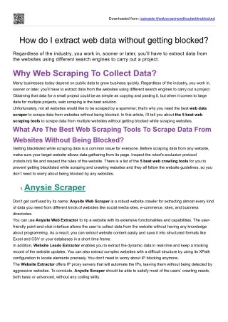 How do I extract data from websites without getting blocked?