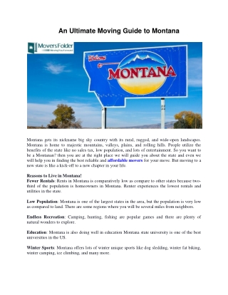 An Ultimate Moving Guide to Montana