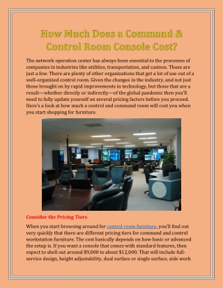 How Much Does a Command & Control Room Console Cost?
