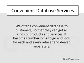 Convenient Database Services | GOPOCO