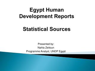 Egypt Human Development Reports Statistical Sources