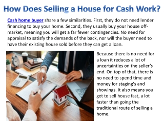 How Does Selling a House for Cash Work?