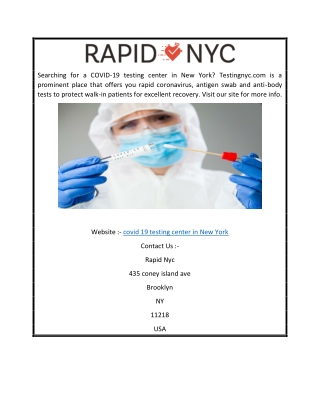 Covid 19 Testing Center in New York | Testingnyc.com