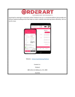 Online Food Ordering Platform | Orderart.com.au