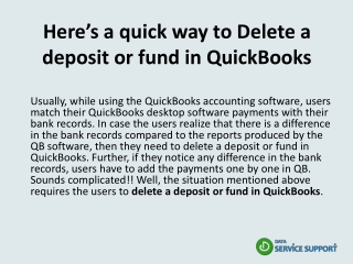 Here’s a quick way to Delete a deposit or fund in QuickBooks