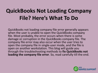 QuickBooks Not Loading Company File? Here’s What To Do