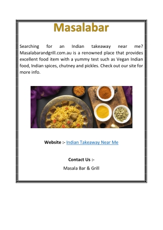 Indian Takeaway Near Me | masalabarandgrill.com.au