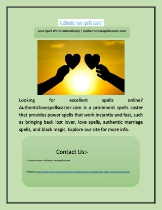 Love Spell Works Immediately | Authenticlovespellscaster.com