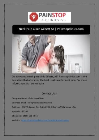 Neck Pain Clinic Gilbert Az | Painstopclinics.com