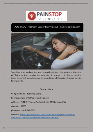 Auto Injury Treatment Center Maryvale AZ | Painstopclinics.com