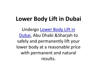 Lower Body Lift in Dubai