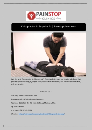 Chiropractor in Surprise Az | Painstopclinics.com