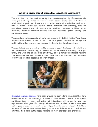 What to know about Executive coaching services?