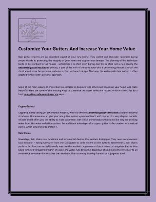 Customize Your Gutters And Increase Your Home Value