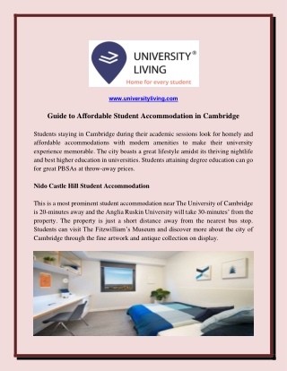 Guide to Affordable Student Accommodation in Cambridge