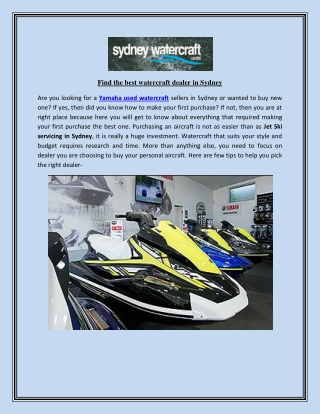 Find the best watercraft dealer in Sydney