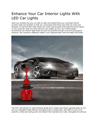 Enhance Your Car Interior Lights With LED Car Lights