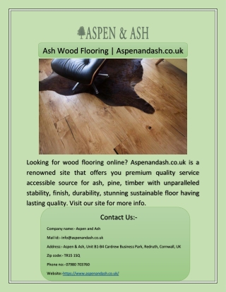 Ash Wood Flooring | Aspenandash.co.uk