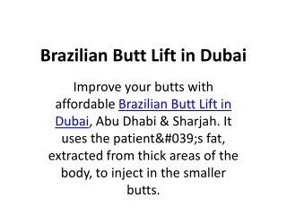 Brazilian Butt Lift in Dubai