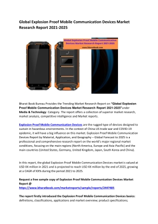 Global Explosion Proof Mobile Communication Devices Market Research Report 2021-2025