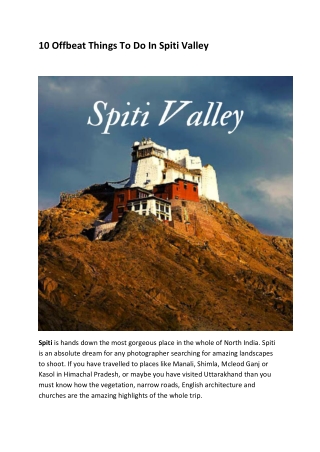 10 Offbeat Things To Do In Spiti Valley