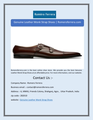Genuine Leather Monk Strap Shoes | Romeroferrera.com