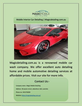 Mobile Interior Car Detailing | Magicdetailing.com.au